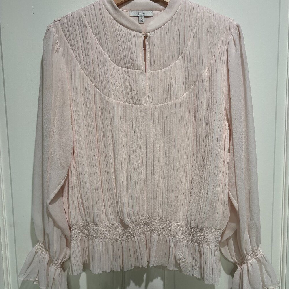 Joie Blush Pleated Blouse | Size Small | Smocked Waist